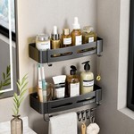 Topika - 2 Pack Shower Caddy Shelf Organizer, Black Bathroom Shelves Basket