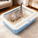 Topika Cat Litter Box with Scoop, Top Open, Easy Clean | Blue