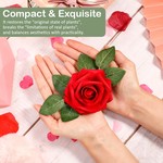 Topika - 25-Piece Artificial Foam Roses with Stems, Red Fake Flower Bouquet