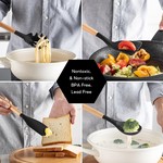 Topika - Silicone Kitchen Utensils Set 12-piece Non-Stick, Wooden Handles