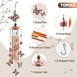 Topika - Outdoor Wind Chimes, Aluminium Tube, Butterfly Style Garden Decor