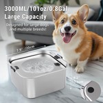 Topika Stainless Steel No Spill Dog Water Bowl, 3L Slow Feeder for Pets