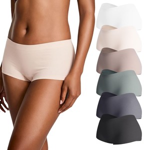 Lekkon Seamless No-Show Ribbed Boyleg Lady Panties, Full-Coverage Underwear