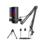 Topika - Gaming Microphone Set with Boom Arm, USB RGB for PC Mac PS5