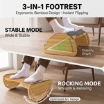 Topika- Adjustable Office Footrest, Ergonomic Bamboo Foot Rest With Cushion