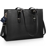 Topika Large Women's Laptop Tote Bag Handbag Crocodile Pattern PU Leather