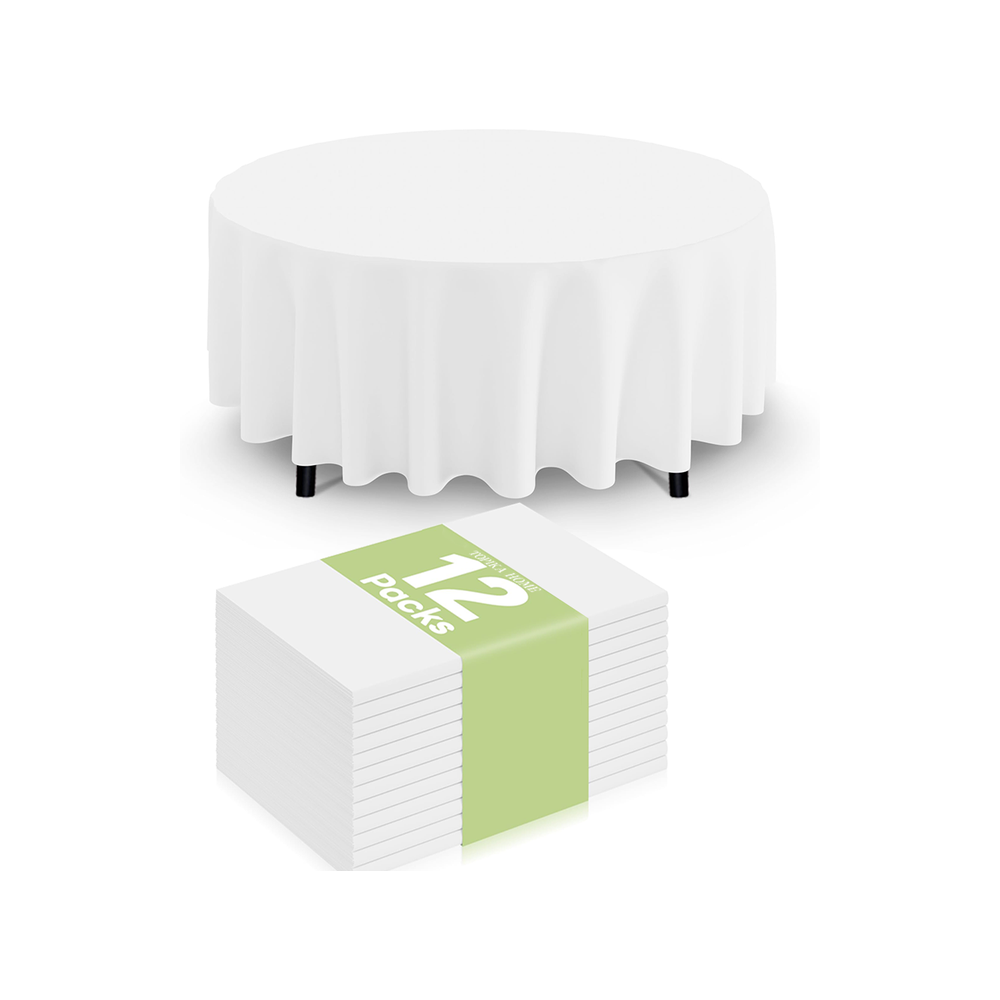 Topika Round Table Cloth - 12 Piece Disposable White Tablecloths for Table Topika Round Table Cloth - 12 Piece Disposable White Tablecloths for Table