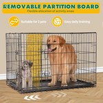 Topika-Foldable Double Door Dog Cage 92.7cm Metal Dog Crate for Large Dog