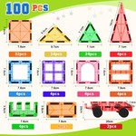 Topika Magnetic Tiles Building Blocks 100pcs Set for Toddlers Ages 3+