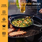Topika Cast Iron Grill Pan Set 3 Piece with Silicone Handle Covers & Grip