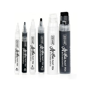 ZEYAR - (6 Pack) Black & White Acrylic Paint Pen Set for Multi-Surface Art