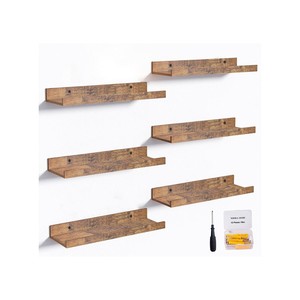 Topika - Wall Shelves Floating Shelf Set, 6pcs Mounted Wood Storage Racks