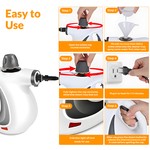 Topika Handheld Steam Cleaner for Home, Carpet, and Car - 12pcs Accessories