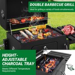 Topika Heavy-Duty Charcoal Smoker BBQ Grill with Side Shelf & Thermometer