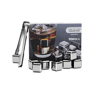 Topika - Whiskey Stones Set, Reusable Ice Cubes, Metal Ice Rocks Gift
