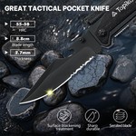 Topika Tactical Knife Folding Knive Pocket Knife For Men, LED Fire Starter
