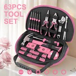 Topika 63 Piece Pink Tool Set for Household Repairs & DIY Projects