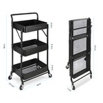 Topika - Rolling Storage Cart,Foldable Utility Metal Trolley for Home Decor