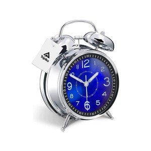 Topika Battery Powered Twin Bell Alarm Clock, Loud Ring Retro Metal Clock