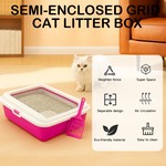 Topika Cat Litter Box with Scoop, High Sides, Open Top | Red