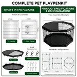 Topika Dog Playpen Foldable Pet Fence 8Piece with Cover & Pad