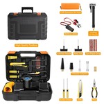 Topika Portable Tire Air Pump with Digital Gauge, Repair Kit Battery Clamps