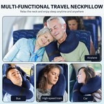 Topika Inflatable Travel Pillow, U Shape Blow Up Neck Pillow With Velvet