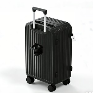 Topika Suitcases Hand Luggage Carry On With Cup Holder Hard Shell Black