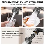 Topika - Wall Mount Kitchen Faucet, Gun Grey 360 Swivel Hot And Cold Tap