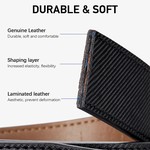 Topika Men Belts No-Holes Carbon Fibre Leather Ratchet Belt Brown Interior