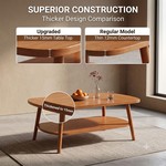 Topika - 2 Tier Coffee Table With Storage Shelf, Low Oval Coffee Table