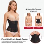 TOPIKA Breathable Waist Trainer Waist Cincher Body Shaper with 3-Row Hooks