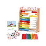 Topika 10-Row Wooden Abacus for Kids with 120 Cards & Counting Sticks