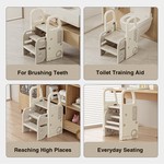 Topika Foldable Toddler Step Stool with Safety Rails, Height Adjustment