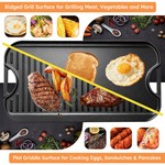 Topika 51×26×2CM Cast Iron Reversible Griddle Pan, 5kg Heavy-Duty Plate