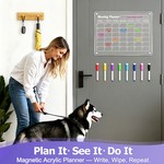 Topika - Magnetic Planners Fridge Weekly Planner, 4 Pcs Acrylic Boards