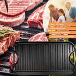 Topika 51×26×2CM Cast Iron Reversible Griddle Pan, 5kg Heavy-Duty Plate