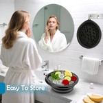 Topika Facial Ice Bath Bowl with Built-In Ice Tray, Foldable Black