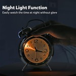 Topika Battery Powered Twin Bell Alarm Clock, Loud Ring Retro Metal Clock