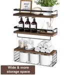 TopikaHome - Bathroom Organiser with Basket, Wall Mounted Shelve for Home