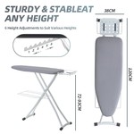 Topika Ironing Board 120x38cm, Foldable Stand with Iron Holder & Hanger