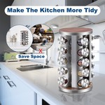 Topika - 20-Jar Rotating Spice Rack with Labels, Stainless Steel