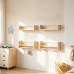 Topika 4 Piece Kids Nursery Floating Bookshelves With Beaded Rails