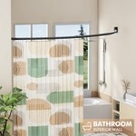 TopikaHome-Adjustable Shower Curtain Rod Curved Black 120-180cm, Wall-Mount