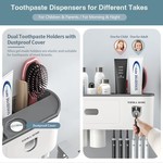 Topika 3 Cup Wall-Mounted Toothbrush Holder, Automatic Toothpaste Dispenser