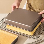 Topika - 3 Pcs Gold Baking Pans Set, Nonstick Carbon Steel Baking Trays
