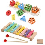 TopikaKids - 2-in-1 Montessori Baby Toy Set with Xylophone and Stacking Toy