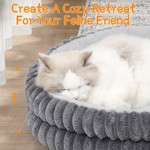 Topika Round Donut Cat Bed, Dog Bed, Washable Plush Calming Pet Bed