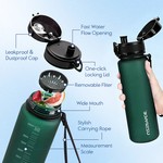 UZSPACE 1L Tritan Plastic Water Bottle Leakproof Sports Bottle BPA Free