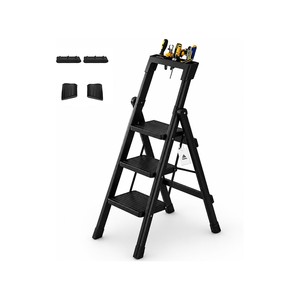 Topika-Folding Step Ladder,3 Step Stool Step Ladder w/ Wide Pedal for Home